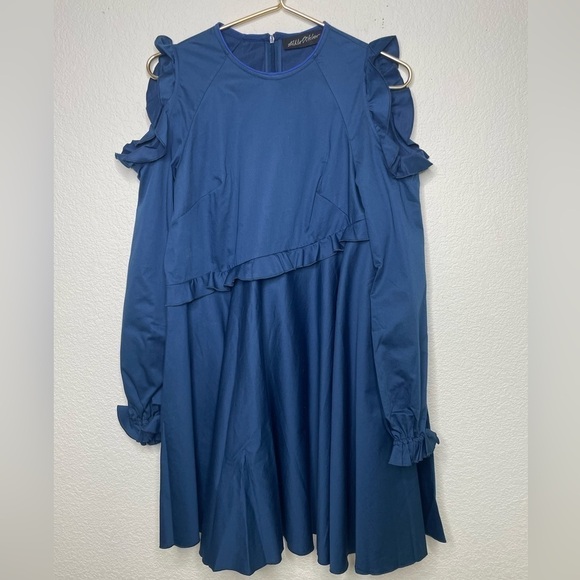 Anna October dress mini cut out shoulders blue sz large - Picture 1 of 8
